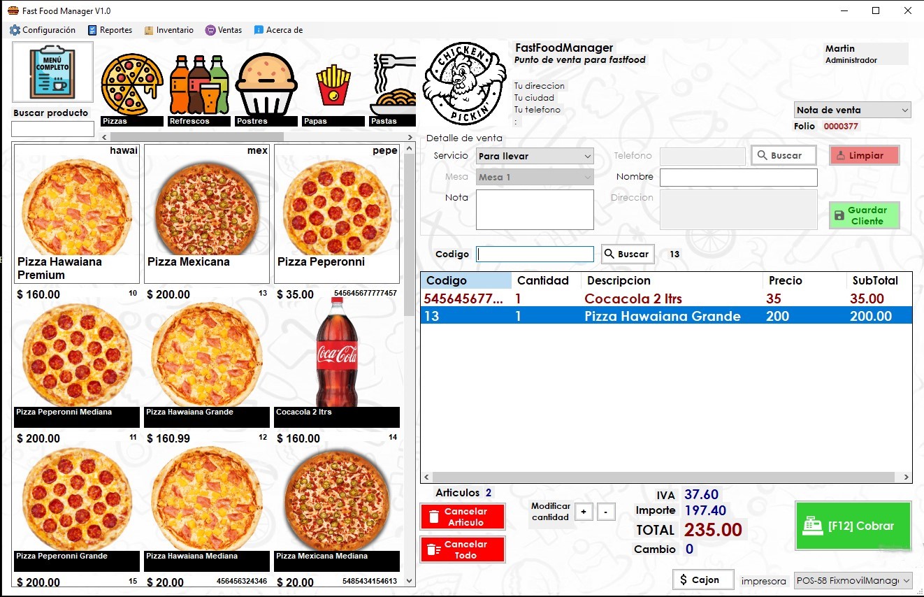 FastFoodManager en acción